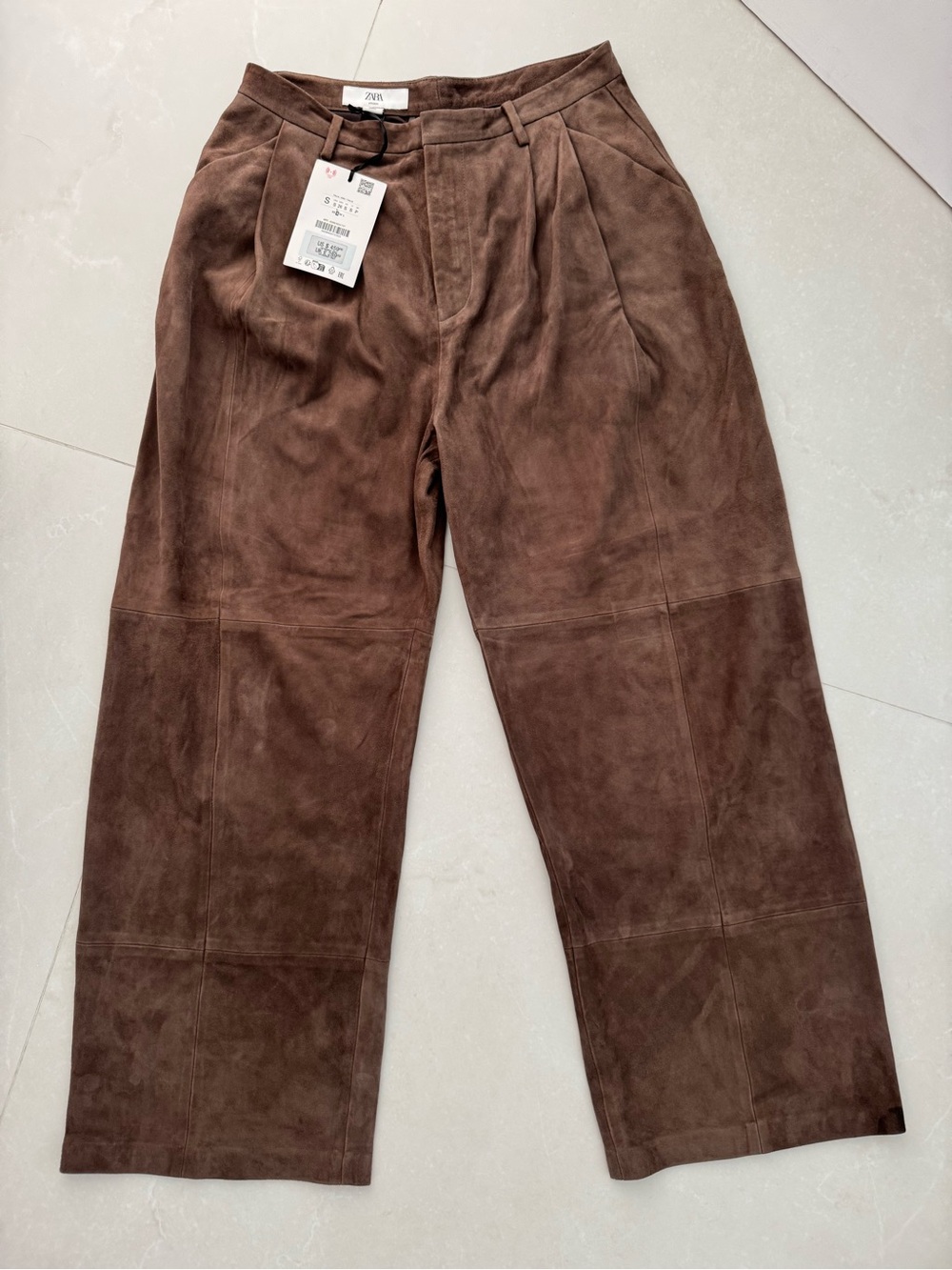 Zara Studio 100% Suede Trousers Size Small NWT